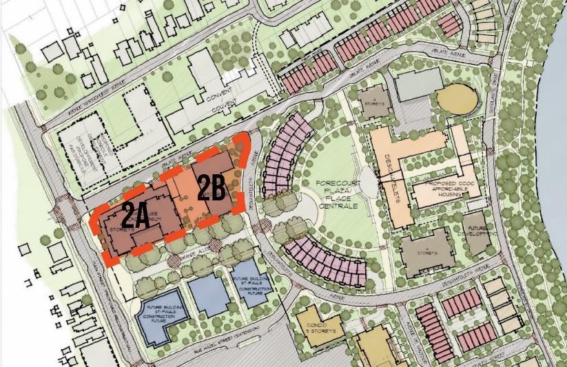 Figure 1: Block plan of the proposed Greystone Village Mixed Use Development Building 2A 2B. Source: Hobin Architecture October 2017. 1.4 Relevant Information from Council Approved Documents - Official Plan The City of Ottawa includes provisions for Cultural Heritage Resources in Section 4.