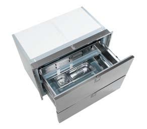 DRAWER 190 INOX The DR 190 INOX is a DRAWER refrigerator in stainless steel design with two separate DRAWERS providing practical adjustable interior equipment.