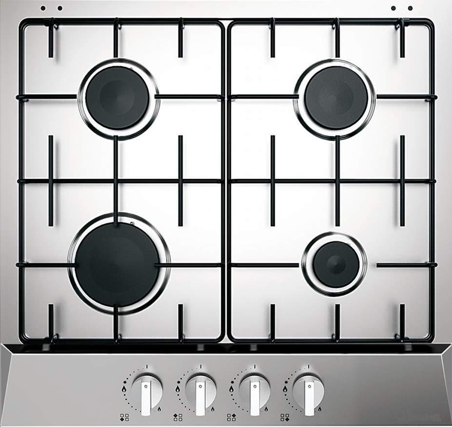 device 60 cm hob with front control panel Black enamelled pan stands Automatic