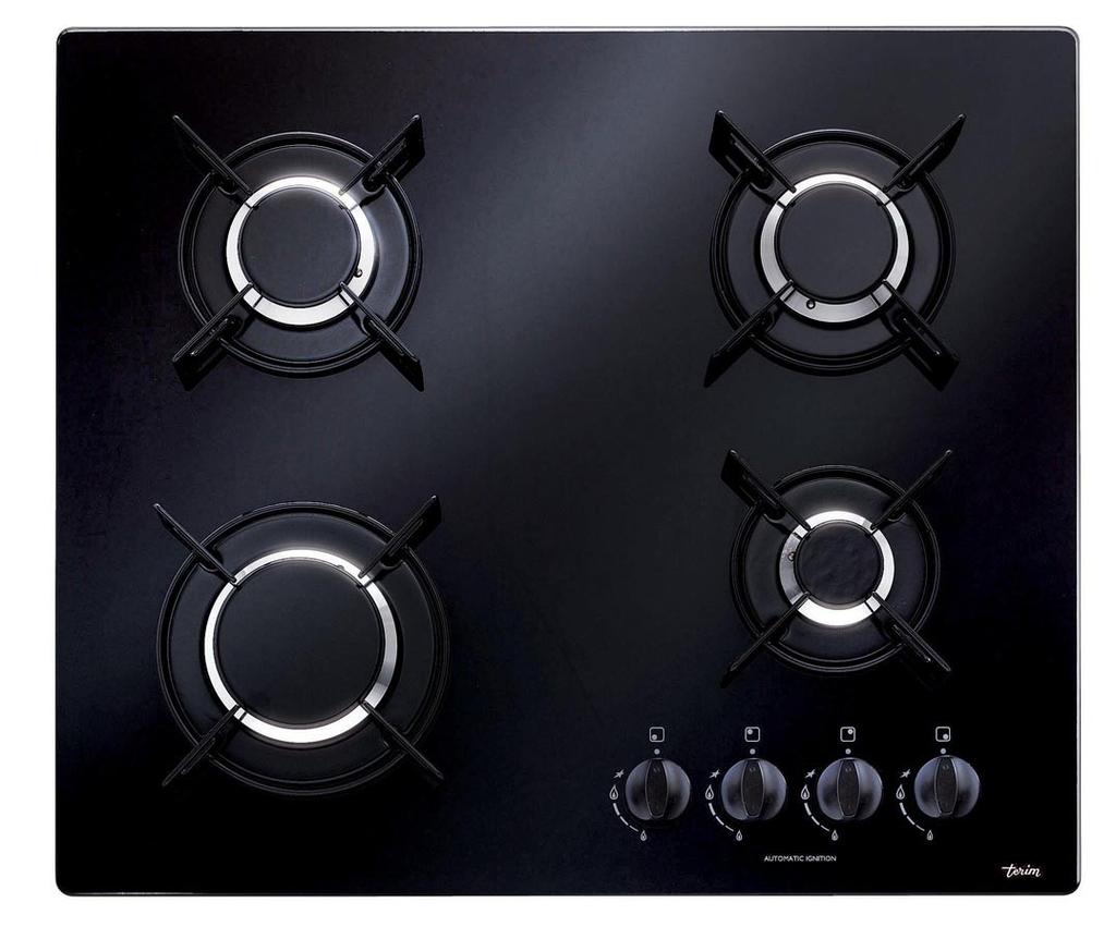 Crystal PFC640MN PFC75TMN 60 cm glass hob with side control panel Enamelled pan stands Enamelled