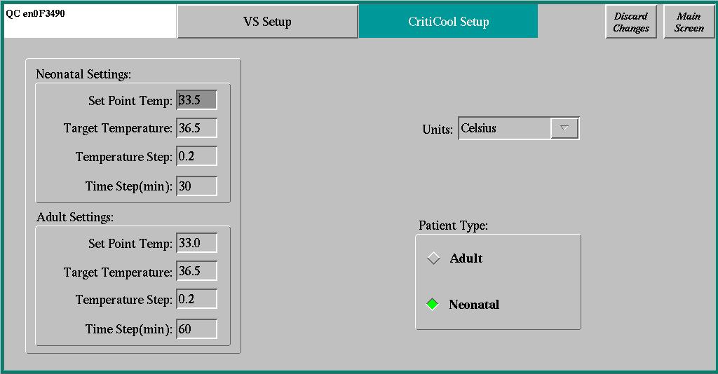 Menntor X7 Service Manual CritiCool Setup 6. Select Temperature Default Color. A panel displaying all available colors appears. Select the required color. 7.