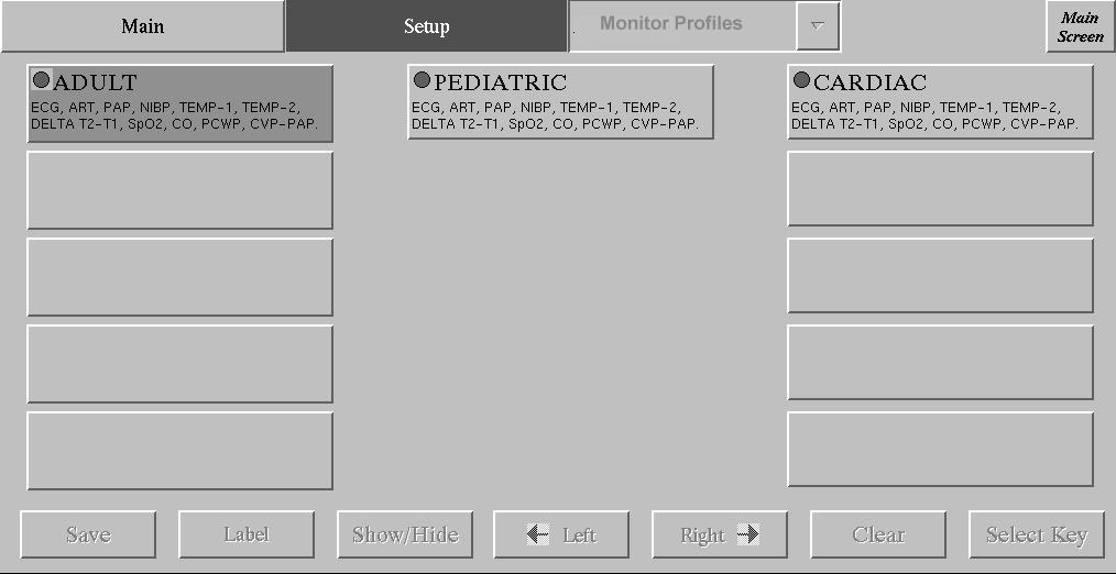 Menntor X7 Service Manual Monitor Profiles Setup When admitting a patient, the admitting staff member must define which vital signs to monitor and how those parameters appear on the main screen