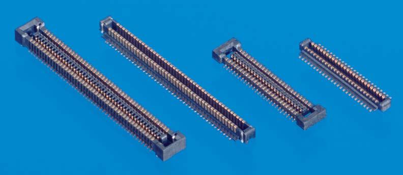 Connectors 0.4 mm Pitch 1.0 mm or 1.5 mm Height Board-to-Board Connector 0.4 mm Pitch 1.0 mm or 1.5 mm Height Board-to-Board Connector 1.0 mm or 1.5 mm mated height low profile stacking connector.