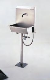 KNEE OPERATED SINKS Stainless steel 304 grade knee operated sink units complete with chrome plated 6" long spout and 1 1 /2" BSP waste outlet. OPTIONS Wall or pedestal mounted. 1 to 10 person.