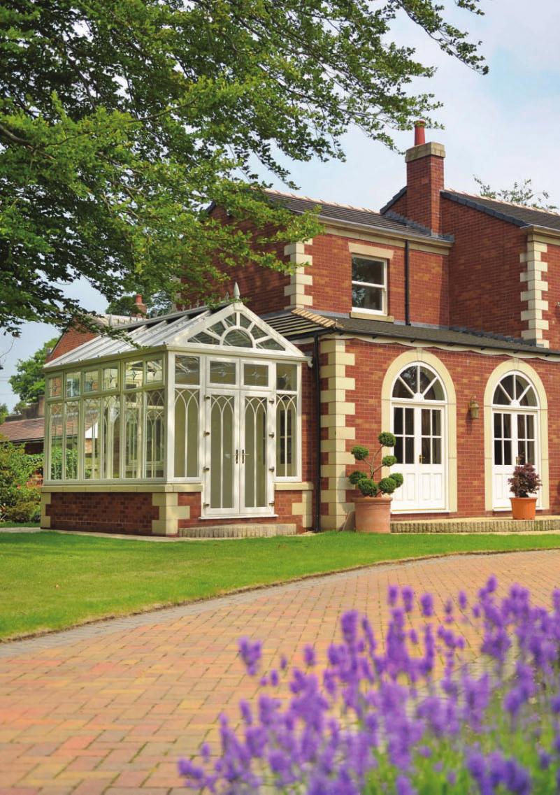 A gable-fronted style of conservatory adds a sense of grandeur to any home.