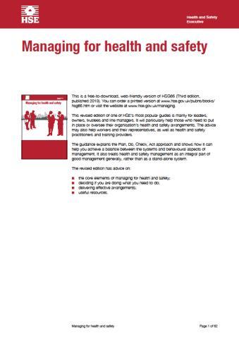 Managing Health and Safety CONTROL COMMUNICATION CO-OPERATION COMPETENCE Organising for health and safety Organising for health and