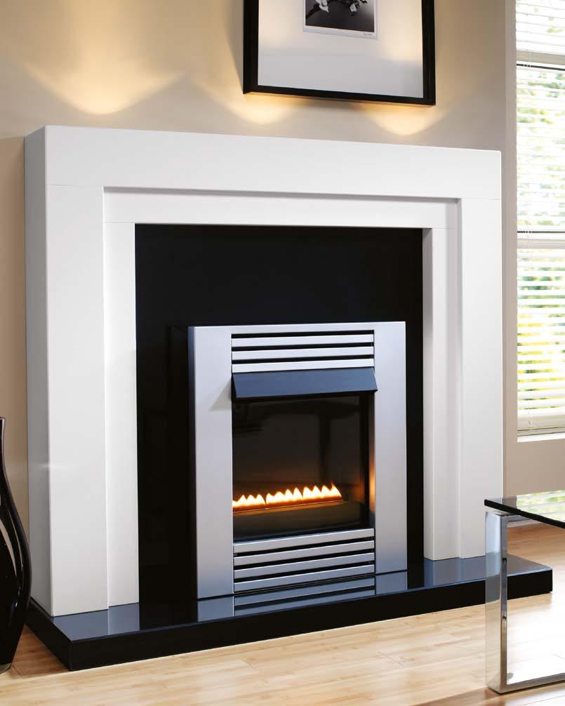 24. 100% efficient flueless gas fires eko 5530 eko 5530 shown in silver finish. eko 5530 An innovative fire with exceptional performance and striking good looks.