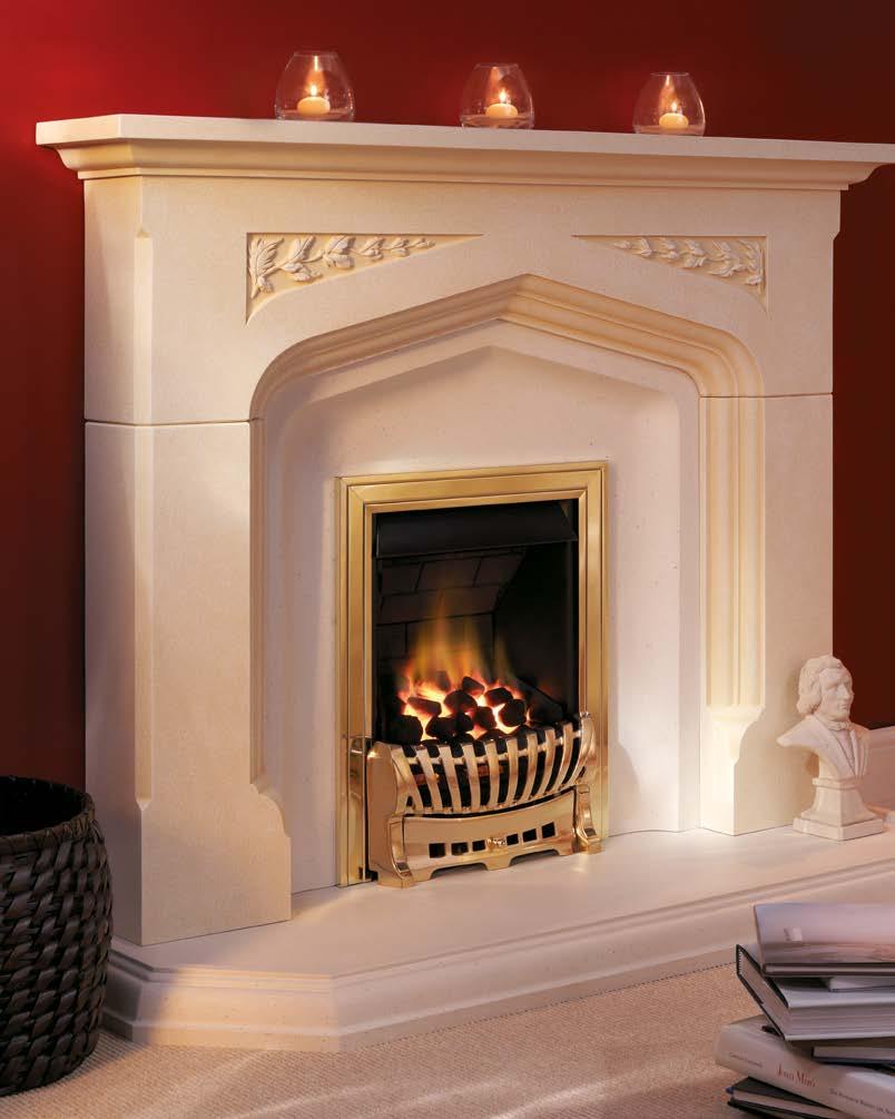 34. Conventional open fronted gas fires eko 3010 eko 3010 shown with brass Elegance fret and one-piece Classic brass frame with brass inlay.