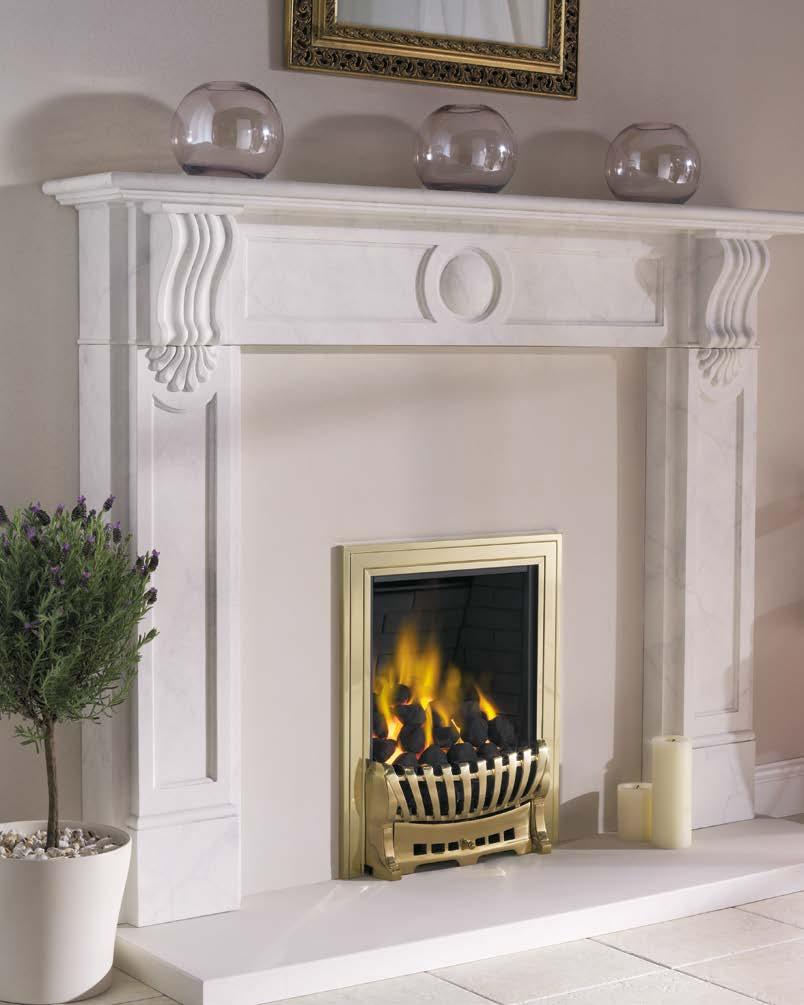 38. Conventional open fronted gas fires eko 3030 eko 3030 shown with brass Elegance fret and one-piece Classic brass frame with brass inlay.