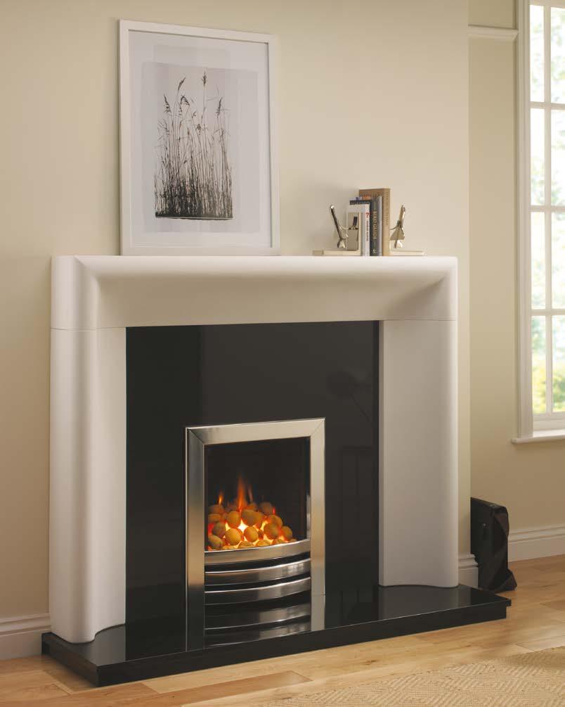 40. Conventional open fronted gas fires eko 3040 eko 3040 shown with pebble fuelbed and polished aluminium fascia.