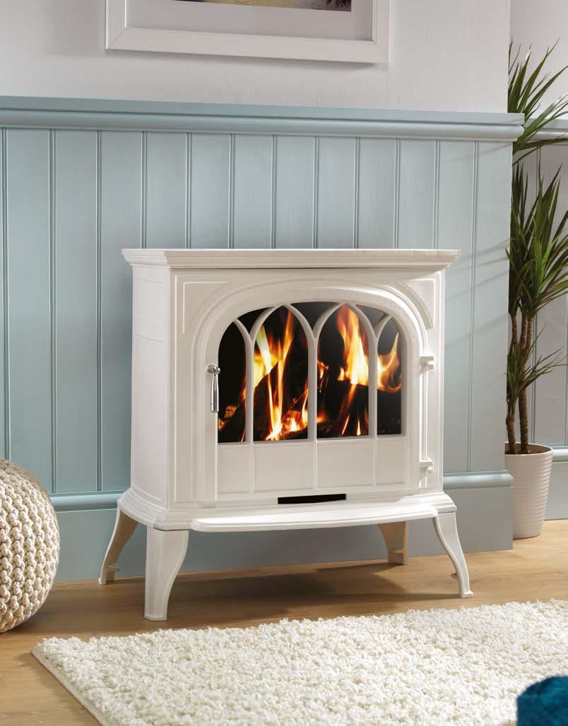 56. 100% efficient flueless gas fires eko 1050 eko 1050 shown in white with arch door design. eko 1050 Wood burning-effect stoves are the latest must-have in home decoration.