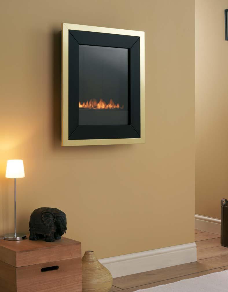 12. 100% efficient flueless gas fires eko 5030 eko 5030 shown with elegant brass trim fitted to black frame. eko 5030 A sophisticated design tailored to suit a more traditional living space.