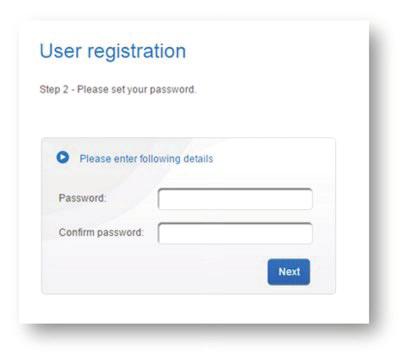 User Registration Part 2: Set up your password b) If the Username matches the ADT Smart Business text message details you received, a new page is displayed to enable you to create your personal
