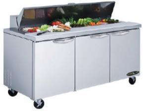 00 KST-48 Kool It 48" Sandwich Prep Table, Capacity Cubic Ft: 12.7, 2 Doors,2 shelves, 12 Pans (not included in the rental), HP3/8, 6.0 Amps, Size (WxDxH): 48.