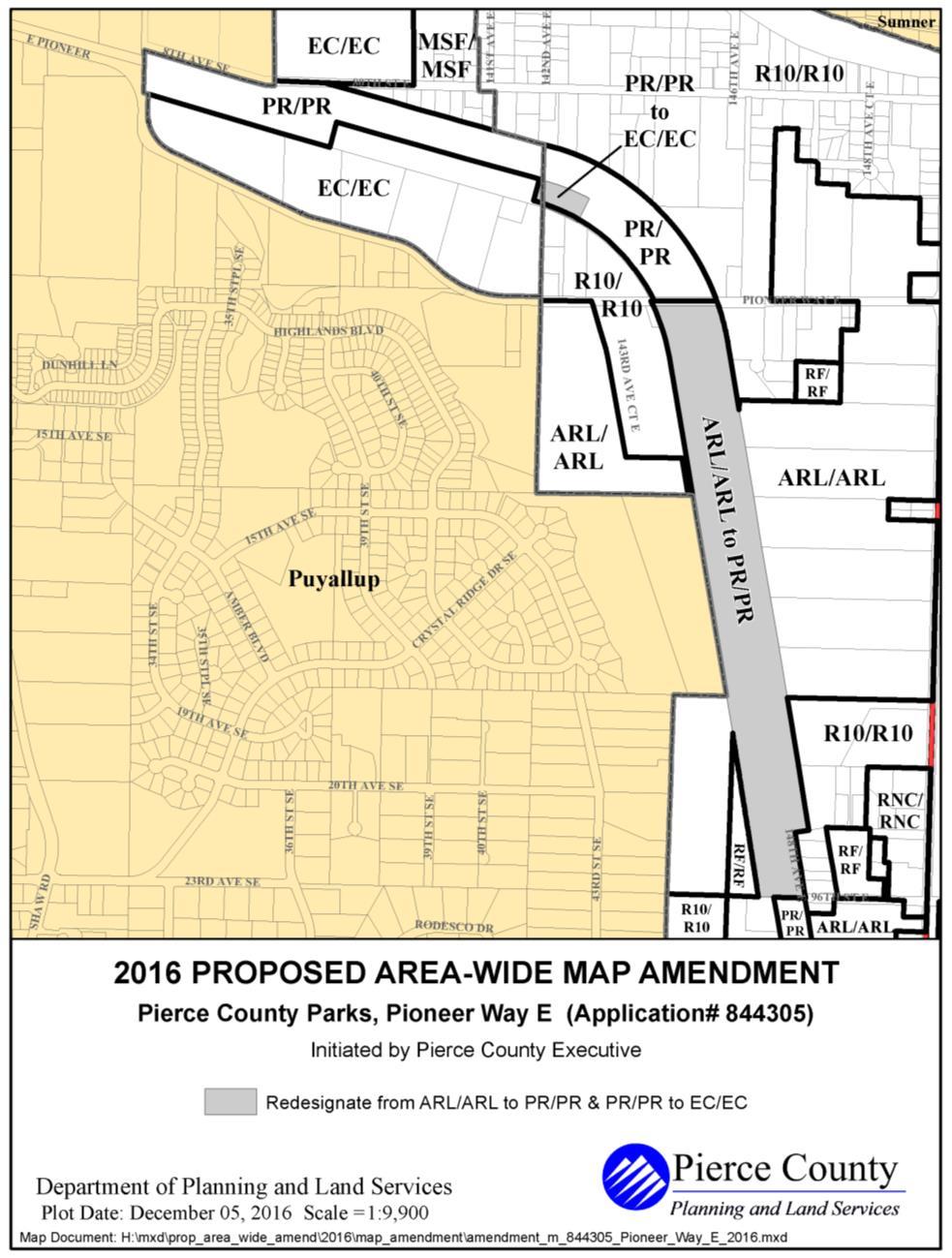 Pioneer Way E (Parks Proposal) Redesignate from: Agriculture Resource Land (ARL) Zone/ARL Designation To: Parks and Recreation (PR) Zone/PR Designation --- And