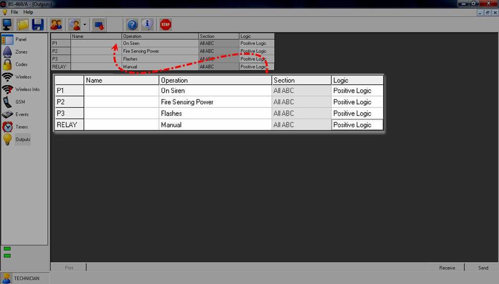 17:00. "Outputs" Window In "Outputs" window we can see and set the panel's outputs functions.