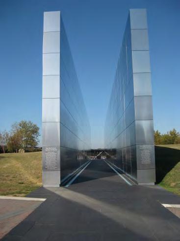 The memorial, designed by Jessica Jamroz and Frederic Schwartz, was dedicated on September 11, 2011, the 10-year anniversary.