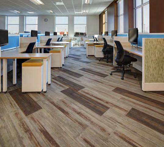 COLOR FIELD - Color Field in Barnwood with Sorrel accents, vertical ashlar tile installation Flooring requirements for Organic Valley were a reflection of the brand s core values: Healthy, PVC-free