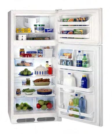Top Mount Refrigerator A+ Energy Rating Deluxe Climate Controlled Defrost Full Cycle Airflow 3 Full-Width Glass Refrigerator Shelves 2 Ultra Humidity-Controlled Crisper Bins with Cover Shelf Snack