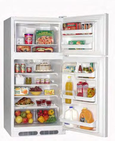 Top Mount Refrigerator A Energy Rating Deluxe Climate Controlled Defrost Full Cycle Airflow 3 Full-Width Wire Refrigerator Shelves 2 Ultra Humidity-Controlled Crisper Bins with Cover Shelf Covered