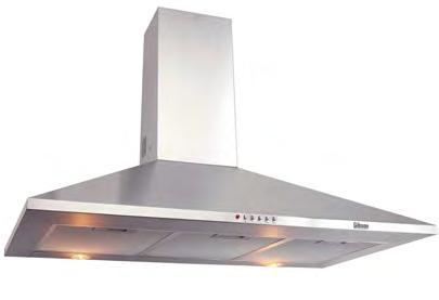 Chimney / Wall Cooker Hoods GHCGT985MS 90cm Wide Stainless Steel and Glass 3-Speed Fan 2 Halogen Lights 800 m 3 /hr Air Flow Washable Metal Cassette Filter Optional Charcoal Filter* Thermal Overload