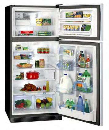 Top Mount Refrigerator A+ Energy Rating Stainless Steel Doors Deluxe Climate Controlled Defrost Full Cycle Airflow 2 Full-Width and 2 Half-Width Glass SpillFree Refrigerator Shelves 2 Ultra