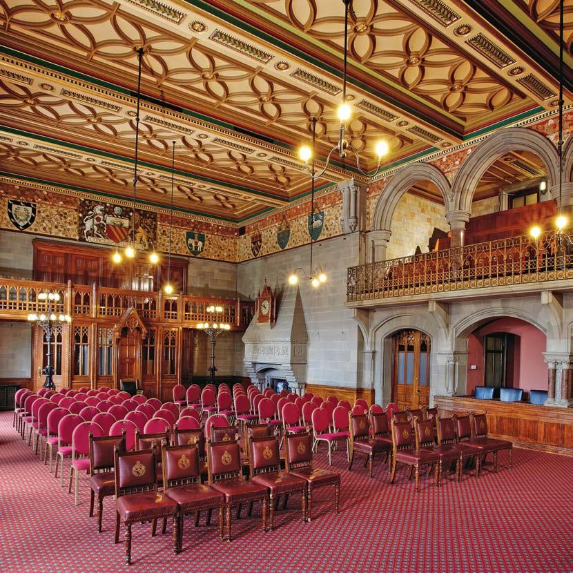 Prestigious Originally the Council Chamber, the Conference Hall features a graceful oak screen,