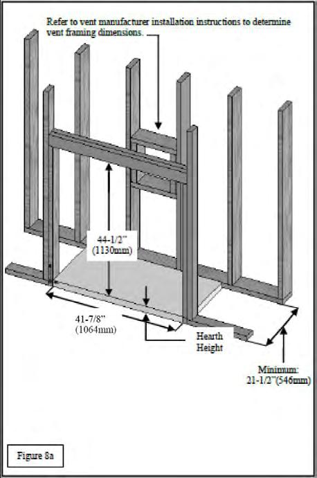 11.0 Framing Installation Determine exact position of your fireplace, including hearth height, width, and depth (if applicable).