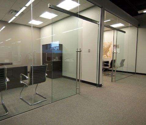 GLASS OFFICE FRONTS ELIMINATE BOUNDARIES Transom Glass Doors Transom mounting your sliding door allows you to not only save space, but
