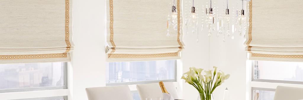 Natural Woven Shades Shade Styles CLASSIC ROMAN SHADE: Simple and elegant, the Classic Roman Shade lies flat when lowered.