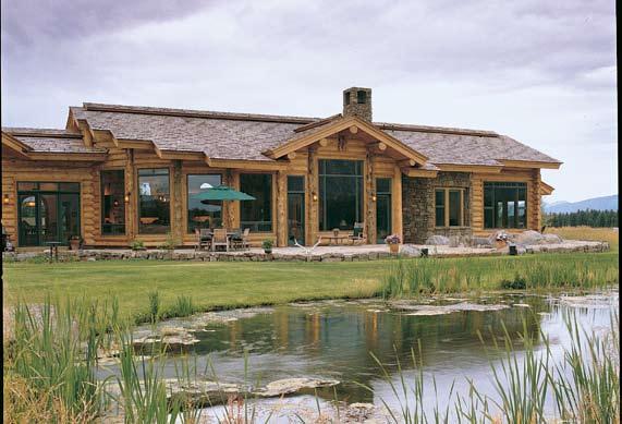 whole new log home. As far as Jackson Hole goes, that new lot had it all, says Eliot. The 5-acre property offers an unobstructed view of the Teton Mountain Range to the north and west.