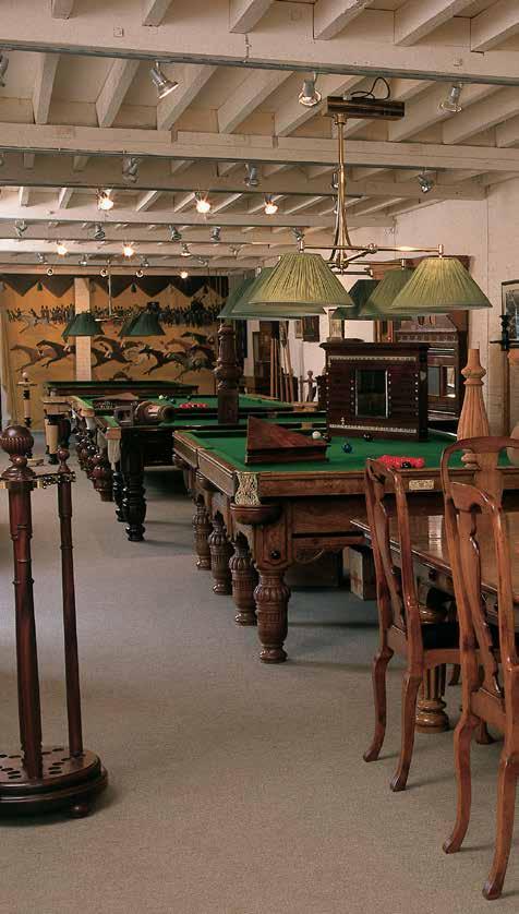 Our showrooms, nestled in the beautiful countryside on the borders of Berkshire and Wiltshire, house many fine Antique Billiard tables alongside contemporary and classic tables handmade in the