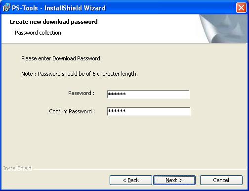 PS-Tools User Guide Note If there is no database of a previously installed PS-Tool, the Create new download password dialog box appears.