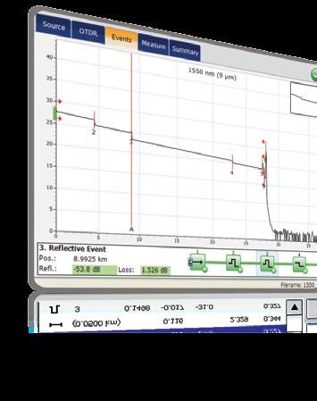 LOADED WITH FEATURES TO BOOST YOUR EFFICIENCY Real-Time Averaging Activates the OTDR laser in continuous shooting mode; the trace refreshes in real time, enabling the monitoring of the fiber for a