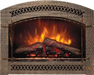 Artisan Face in Charcoal Paint Finish The heat outlet of the 564 Electric Fireplace is concealed by the graceful diamond pattern above the glass.