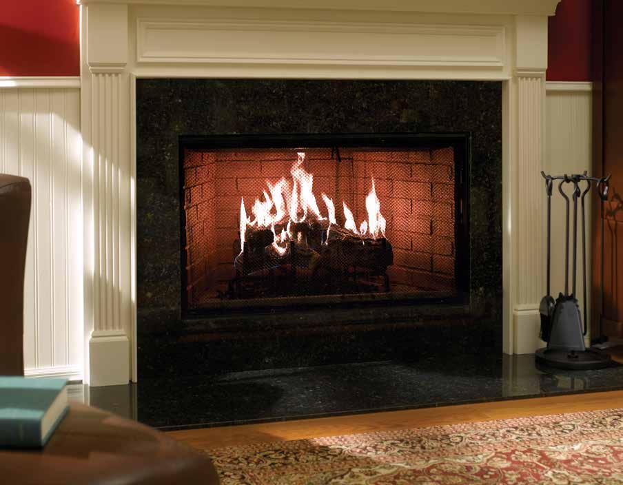 36 " 42 " ROYAL HEARTH WOOD FIREPLACE Enjoy blazing wood-burning fires with the Royal Hearth Series.