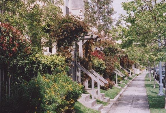 8) Require a minimum landscaped setback between the sidewalk and the front yard fence to provide more privacy for residents and allow for an additional row of trees and landscaping.