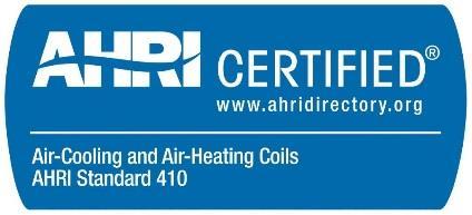 AHU Coils AHRI Standard 410 Registration Number: SC 4696-1 Registration
