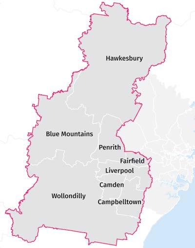 16 1 About the Plan The Western City District covers the Blue Mountains, Camden, Campbelltown, Fairfield, Hawkesbury, Liverpool, Penrith and Wollondilly local government areas (refer to Figure 1).
