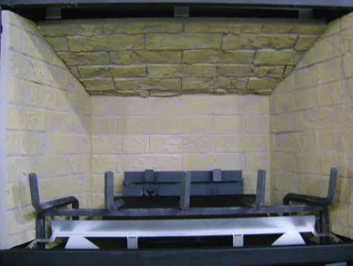 Insert the top refractory panel into the fi rebox and lift it toward the top. Keep top refractory panel close to upper fi rebox lip.