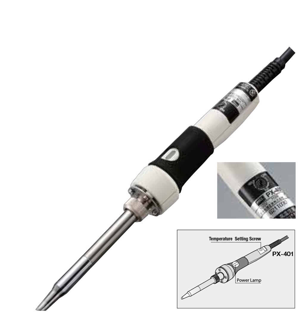 LEAD-FREE TEMPERATURE-CONTROLLED SOLDERING IRONS PX-201 TEMPERATURE-CONTROLLED SOLDERING IRON Wide-range iron with temperature adjuster. Heat Insulation Cap for Quick Storage Included.