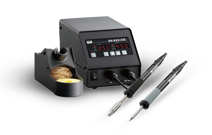 LEAD-FREE TEMPERATURE-CONTROLLED SOLDERING STATIONS RX-822AS TEMPERATURE-CONTROLLED, LEAD-FREE, DUAL-PORT SOLDERING STATION 2 soldering irons can be used.