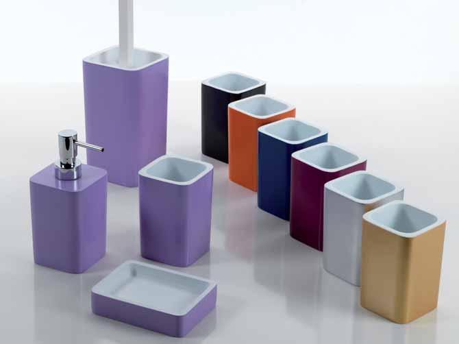 Arianna Line made of resin 7998 price $ 44,00 7911 price $ 36,00 Tooth brush holder Soap holder size 2,95 x2,95 x4,33 size 3,54 x4,80 x1,10 05 blue 05 blue 14 black 14 black 53 ruby red 53 ruby red