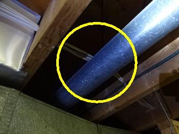 Electrical wires are contacting the metal ductwork. This is a safety concern. Recommend placing insulation between the ductwork and electrical wires. 15.