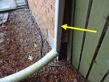 9. Fence Condition Loose downspout. Get further evaluation and repair.