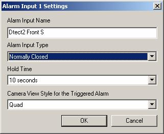 Alarm Input Settings A description of the connected alarm input should be provided to help the RVRC, Engineer and Client easily Identify the relevant input. The Alarm Input Type should be specified.