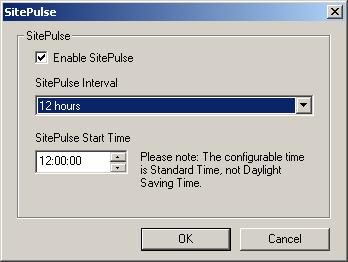 Site Pulse The Site Pulse should be enabled and as a default the interval set at 12 hours for PSTN, ISDN and ADSL customers.