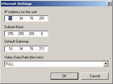 Ethernet Setting This is the IP address of the unit on the customer s network. The subnet is normally set as 255.255.255.0 but is dependent on the customer s network settings.
