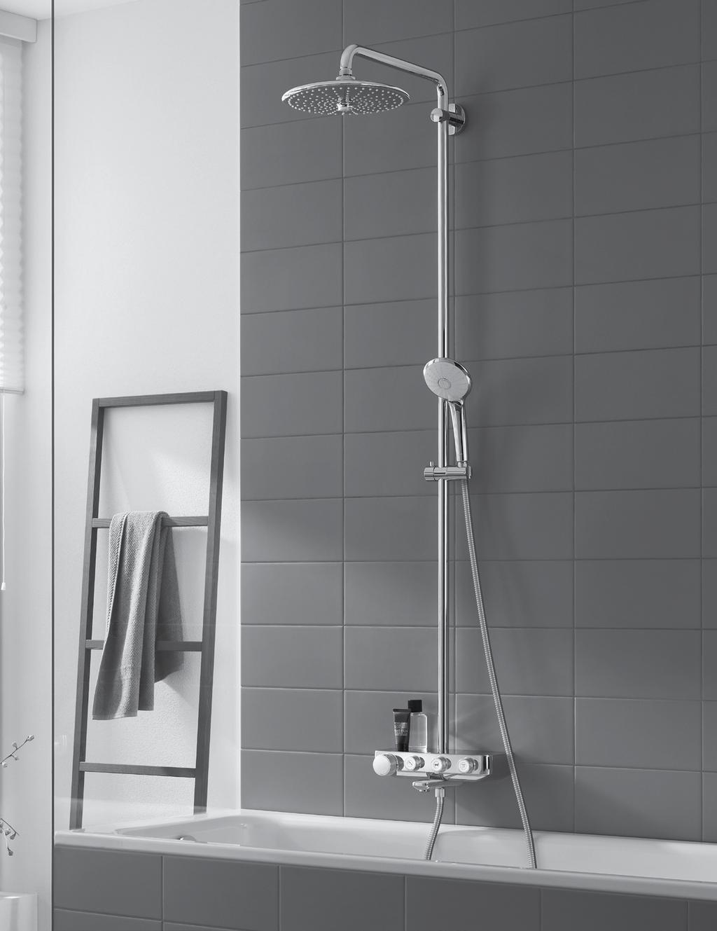 GROHE QUICKFIX EUPHORIA 260 SHOWER HEAD Jet spray For a 40% faster install, position upper bracket to use existing drilled holes.