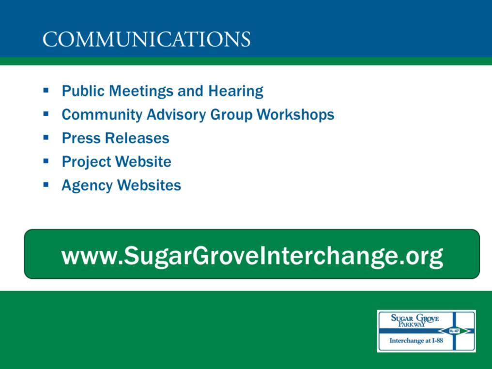 Through Context Sensitive Solutions, the PSG reaches a wide audience through many means of communication. This includes public meetings and hearings, such as the meeting tonight.
